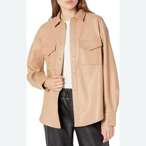 Women's Tan FauxLeather Jacket in Camel by lisadnyc The Drop. Oversized Sz XS